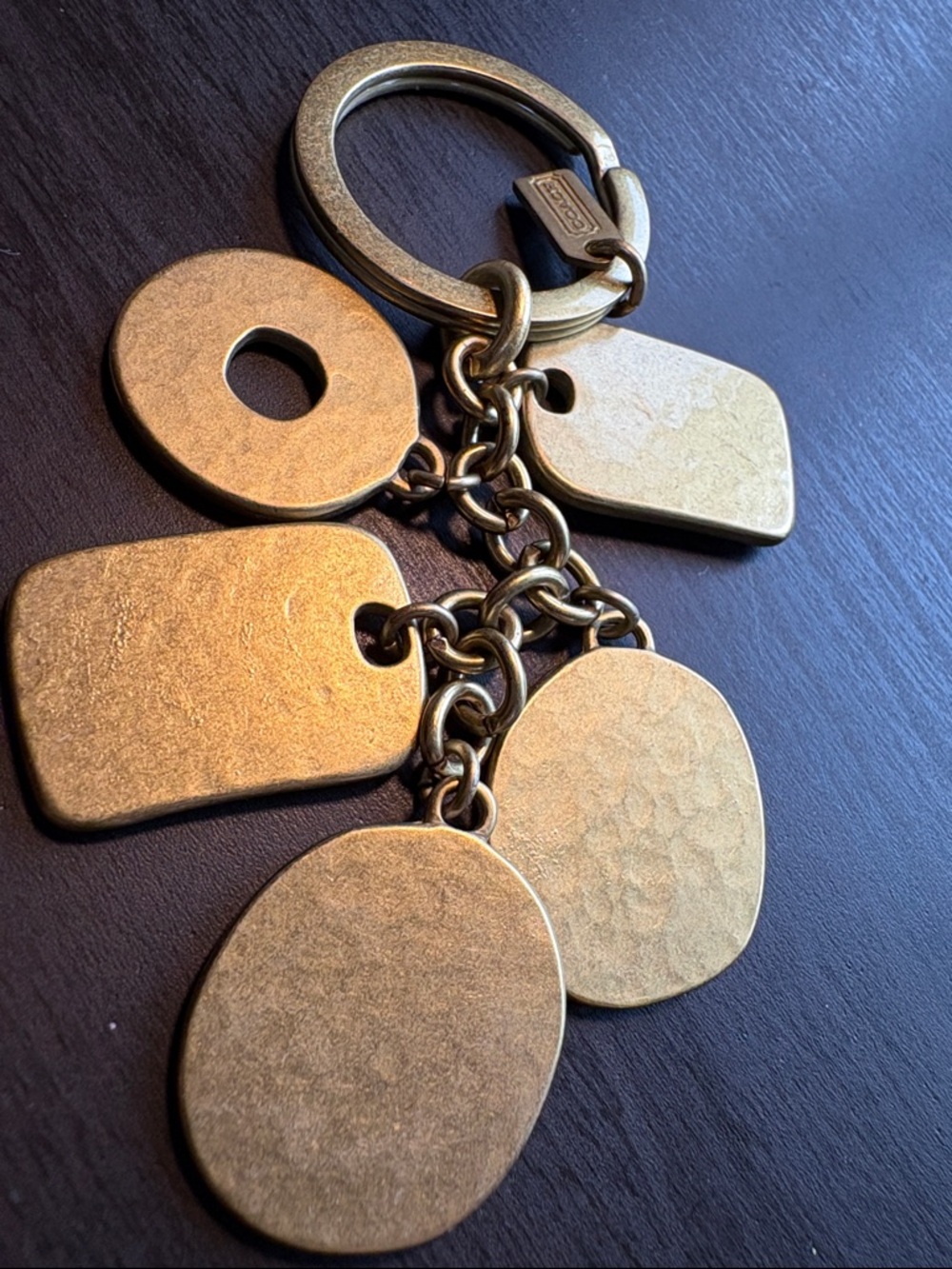 Coach Brass -Tone Logo Multi-Tag Keyring Charm - Picture 5 of 5
